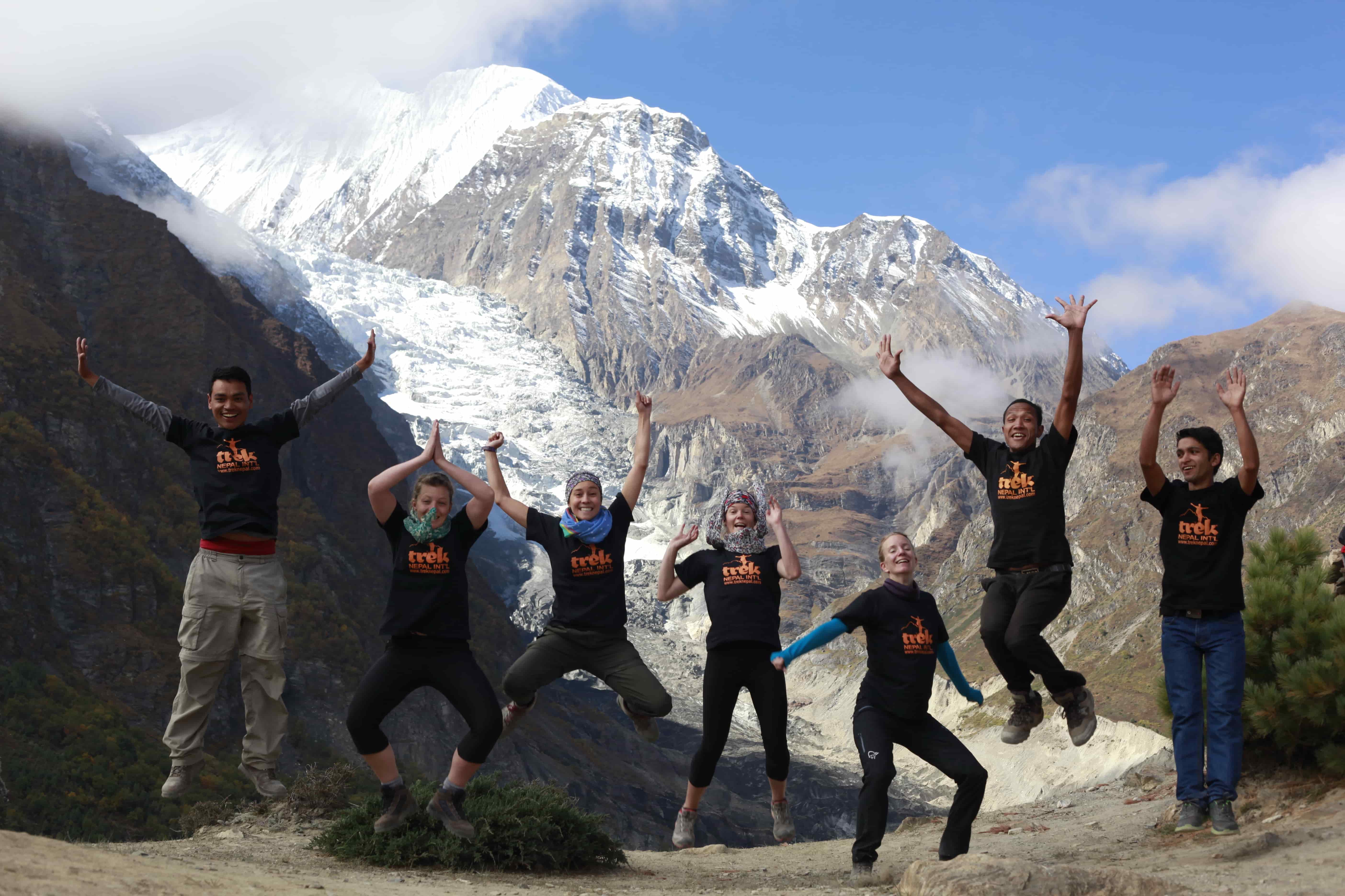 Tourists trekking in Nepal